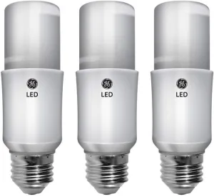 GE Bright Stik LED Light Bulbs, 9 Watt (60 Watt Equivalent) Soft White, Medium Base, Non-Dimmable (3 Pack)