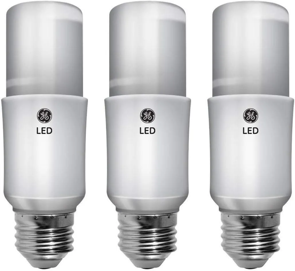 GE Bright Stik LED Light Bulbs, 9 Watt (60 Watt Equivalent) Soft White, Medium Base, Non-Dimmable (3 Pack)