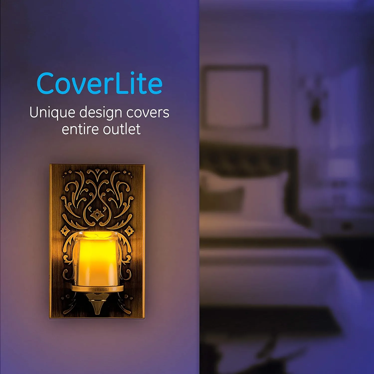 GE LED CandleLite Night Light, Plug-In, Dusk to Dawn Sensor, Flameless Candle, Sunset Light, Home Decor, LED Lights for Bedroom, Bathroom, Kitchen, Oil-Rubbed Bronze, 11258