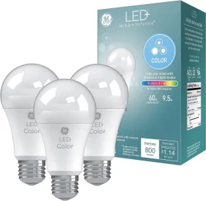 GE LED  Color Changing LED Light Bulbs with Remote, No App or Wi-Fi Required, A19 Bulbs (3 Pack)