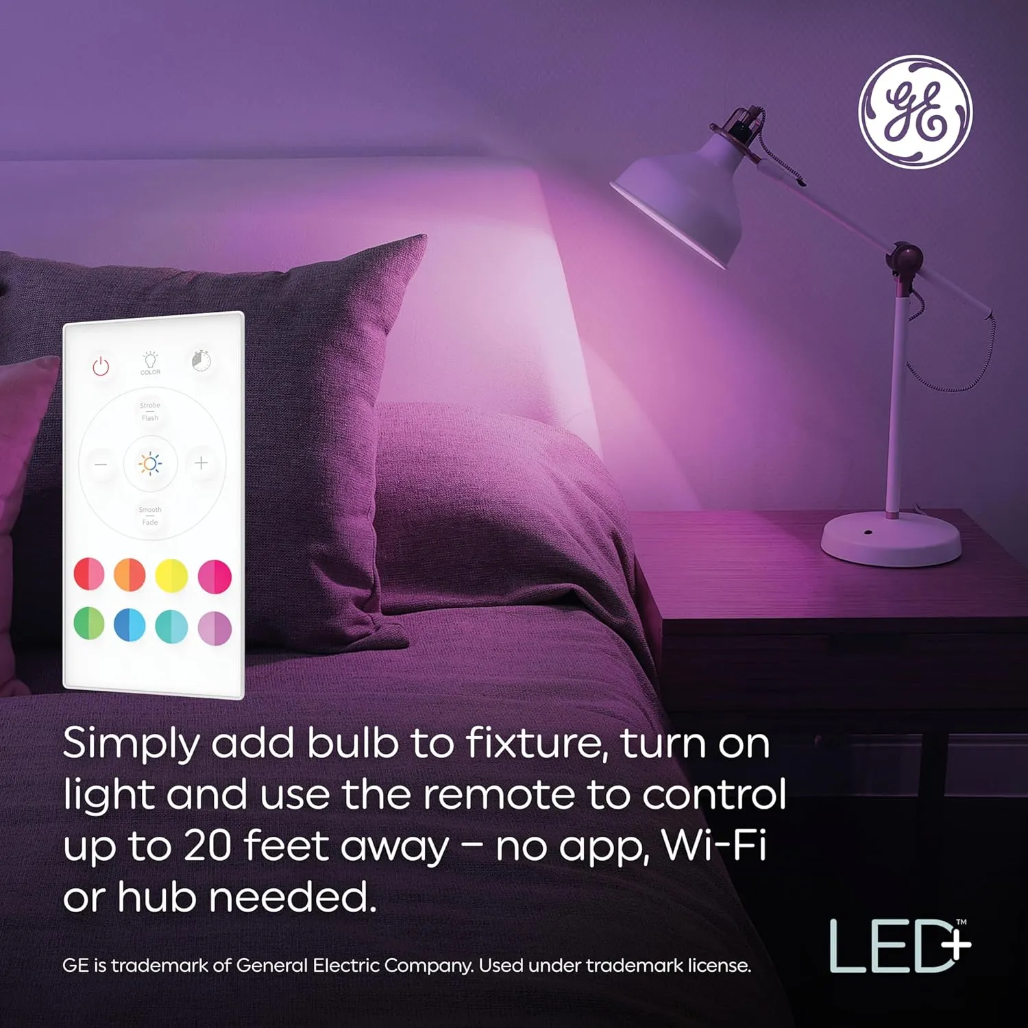 GE LED  Color Changing LED Light Bulbs with Remote, No App or Wi-Fi Required, A19 Bulbs (3 Pack)