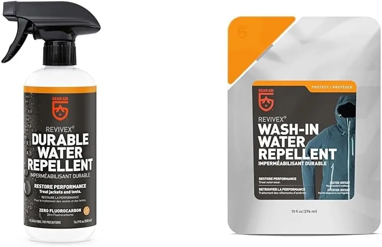 GEAR AID Revivex Durable Water Repellent (DWR) Spray for Waterproofing & Wash-in Water Repellent, Concentrated Formula for Outerwear, 10 Ounce