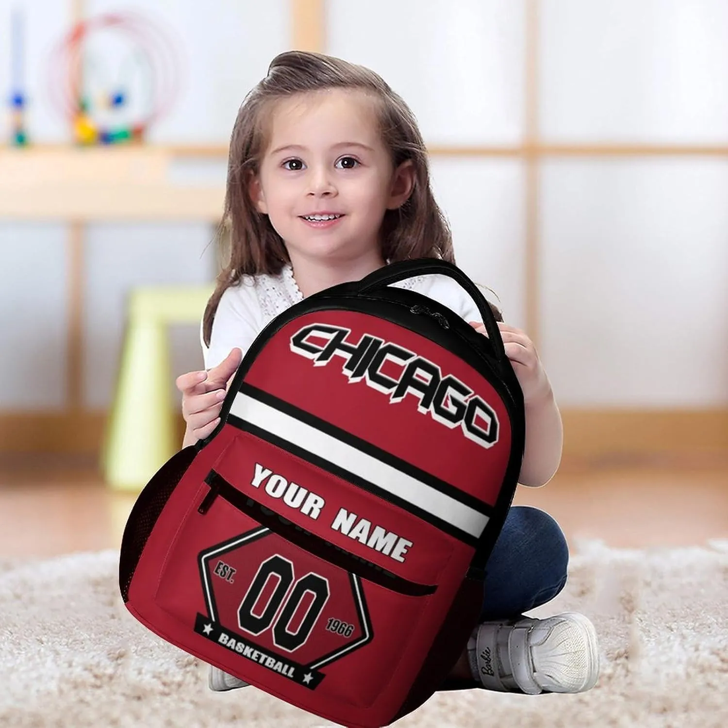 Generic Custom Backpack High Capacity Bag Basketball Fans Gifts for Teenager Men Women, Number & Add Name, Chi05_b