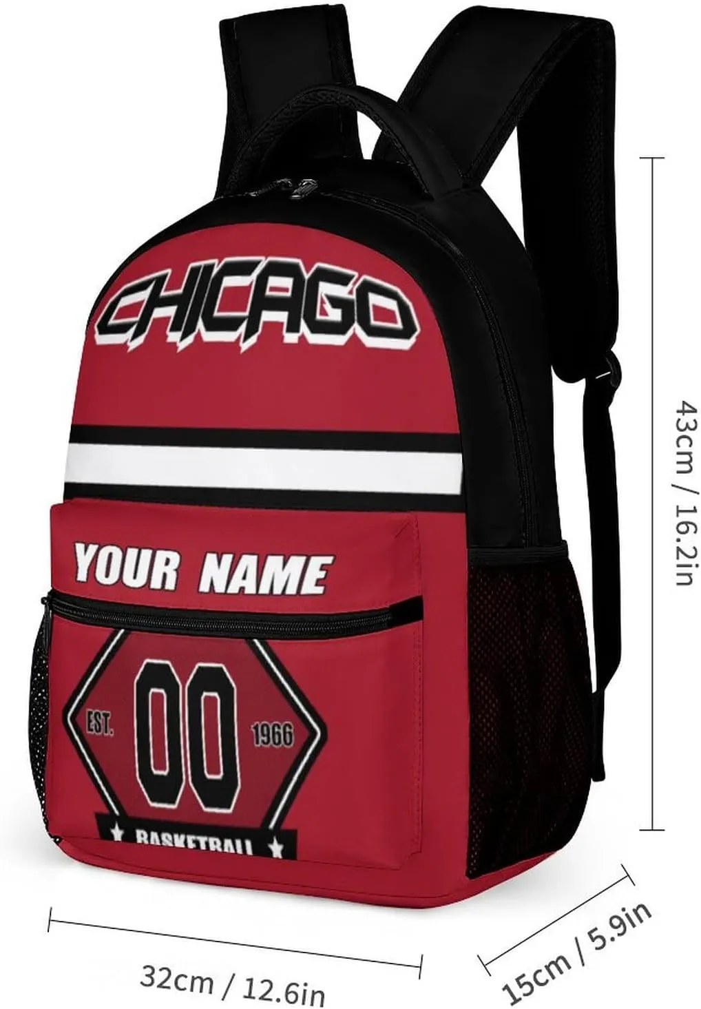Generic Custom Backpack High Capacity Bag Basketball Fans Gifts for Teenager Men Women, Number & Add Name, Chi05_b