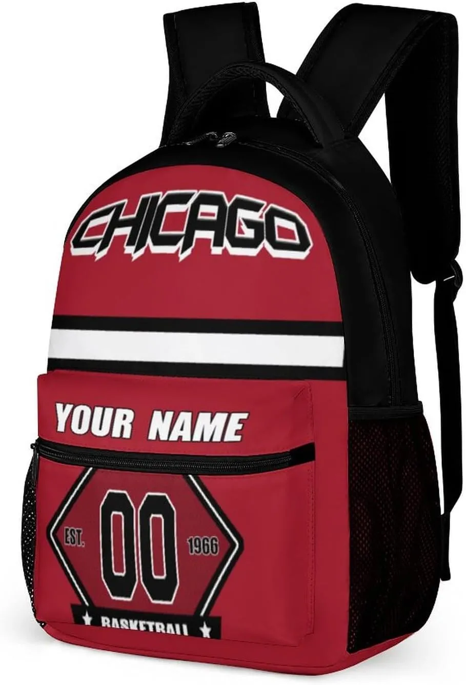 Generic Custom Backpack High Capacity Bag Basketball Fans Gifts for Teenager Men Women, Number & Add Name, Chi05_b