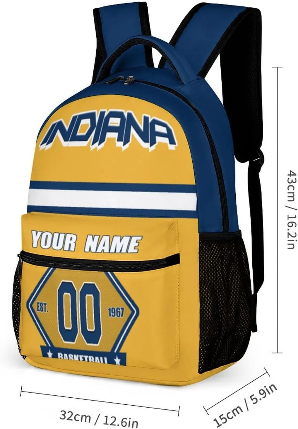 Generic Custom Backpack High Capacity Bag Basketball Fans Gifts for Teenager Men Women, Number & Add Name, Ind12_p