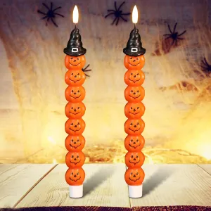 GenSwin Halloween Flameless Candles with Timer - Real Wax Flickering LED Candles for Halloween Decor (0.78 x 11.6 inches)