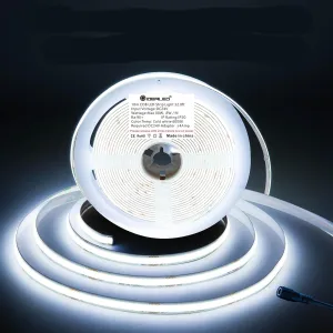 GIDEALED 32.8ft COB LED Strip Light 24V 6000K,Super Bright White LED Strip Lights Cool White,CRI 90 Flexible FCOB LED Strip for Under Cabinet Ambiance Lighting,Don't Include Power Supply&Dimmer