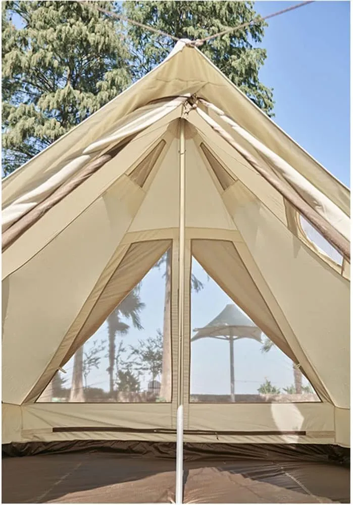 Glamping Yurt Tent Waterproof Family Tent with Removable Rainfly and Carry Bag Pyramid Tent for Family Camping & Hiking (White 375X(265 55) X240(H) CM) (White 375X(265 55) X240(H) CM)