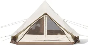 Glamping Yurt Tent Waterproof Family Tent with Removable Rainfly and Carry Bag Pyramid Tent for Family Camping & Hiking (White 375X(265 55) X240(H) CM) (White 375X(265 55) X240(H) CM)