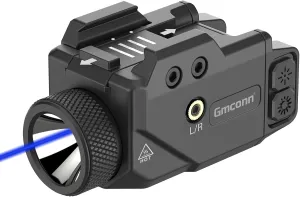 Gmconn Green Red Blue Laser LED Light Combo, Rechargeable Tactical Pistol Light 800 Lumen Flashlight with Strobe Function for Glock Taurus (Blue Laser)
