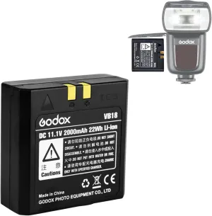 GODOX V860II & V850II Original Battery – VB18 11.1V/2000mAh/22Wh Li-ion Battery Pack, High-Capacity Power Solution for V580, V850 II, V860II-N, V860II-C, V860II-S, V860II-F, V860II-O Speedlite Flash