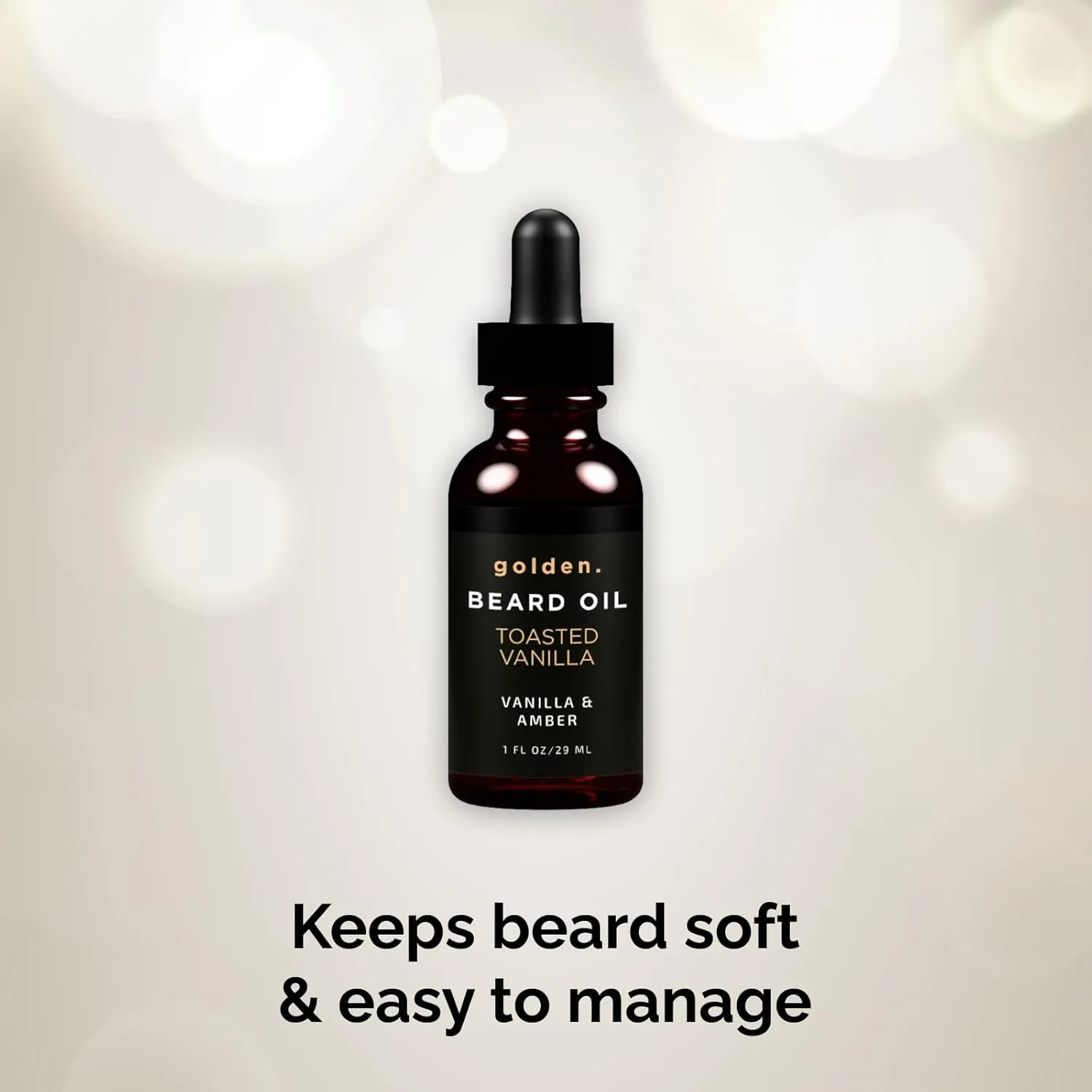 Golden Grooming Beard Oil for Men | Natural Growth Kit with Castor Oil, Jojoba Oil, and Olive Oil | Tames, Moisturizes & Styles | Toasted Vanilla Scent | 1oz
