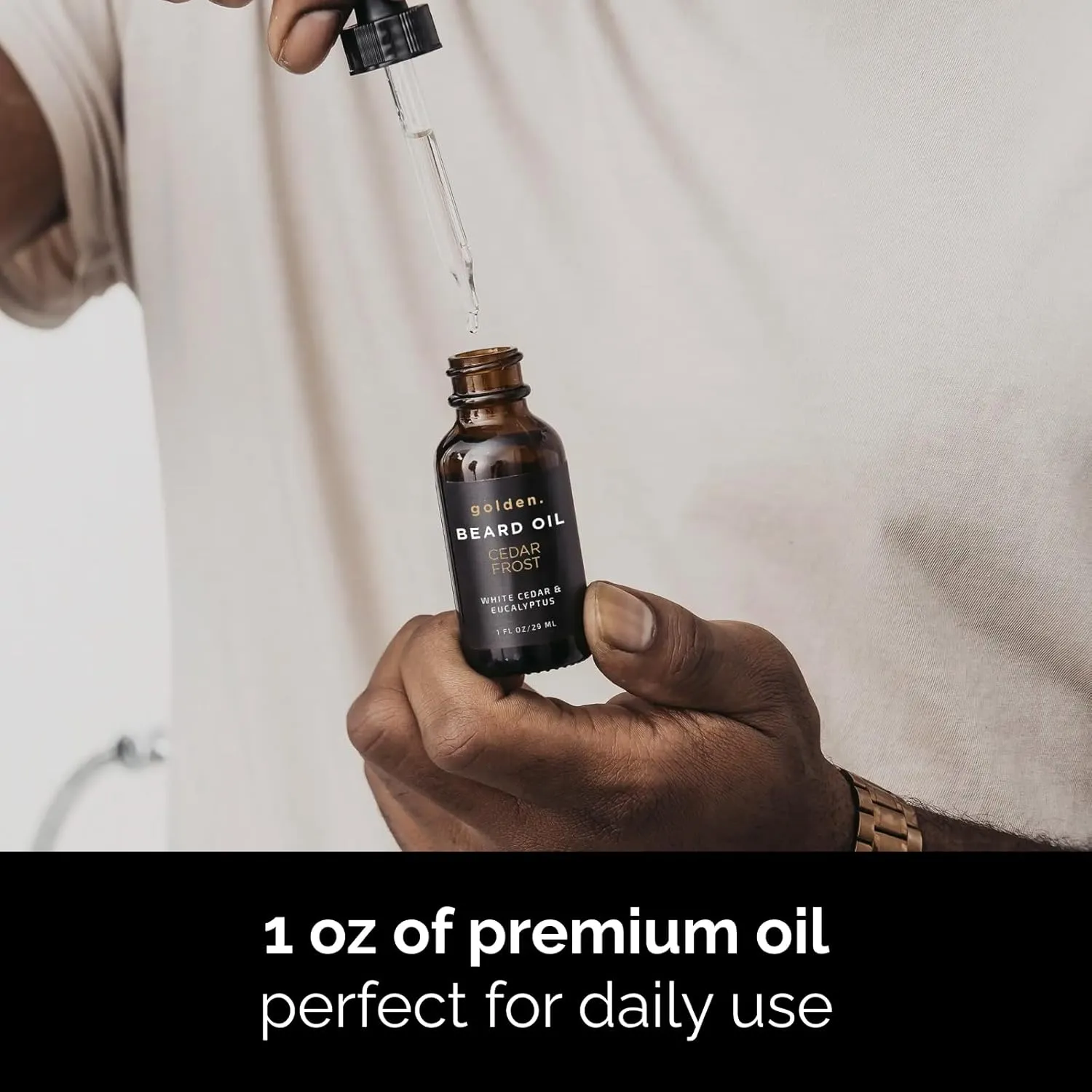 Golden Grooming Beard Oil for Men | Natural Growth Kit with Castor Oil, Jojoba Oil, and Olive Oil | Tames, Moisturizes & Styles | Toasted Vanilla Scent | 1oz