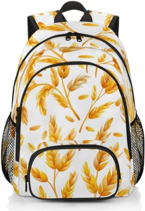 Golden Wheat Backpack for Women Men Travel Casual Daypack Laptop iPad Tablet Shoulder Bag Lightweight Backpack with Multiple Pockets