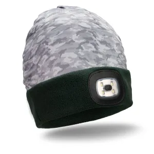 Gone For a Run Running LED Performance Fleece-Lined Reversible Beanie | 3 Light Modes | Forest