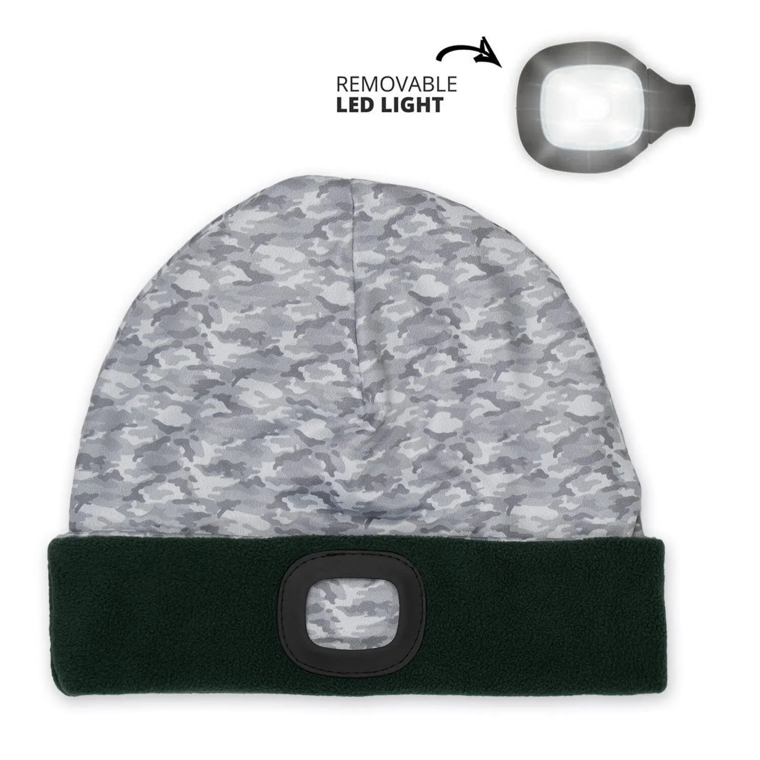 Gone For a Run Running LED Performance Fleece-Lined Reversible Beanie | 3 Light Modes | Forest