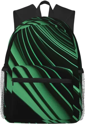 Green Curve Texture Print Lightweight And Comfortable Duffel Bag, Casual Daypack, Multipurpose Backpack