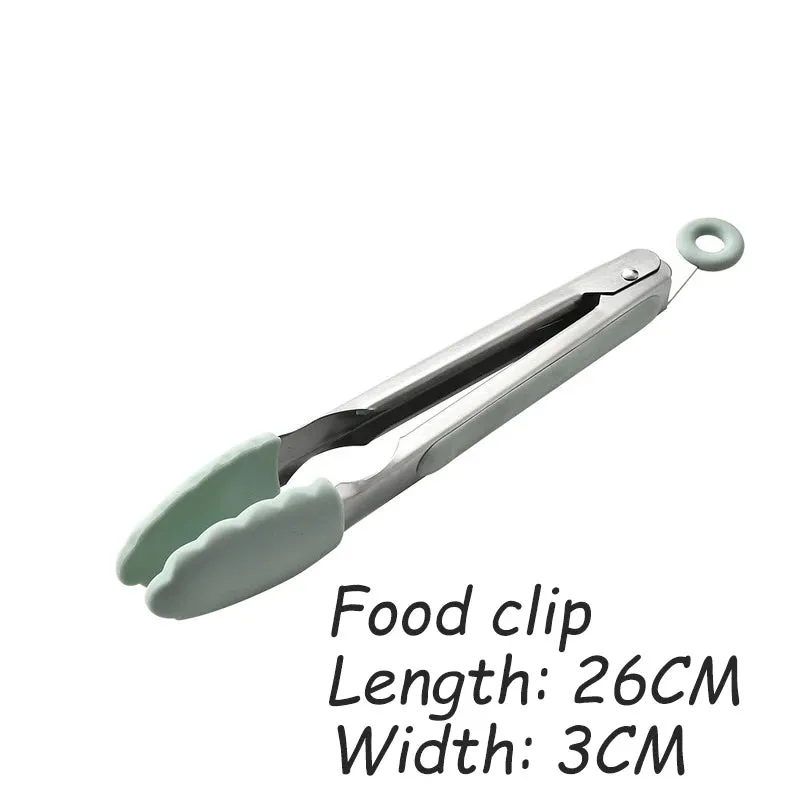 Green Silicone Utensils Cooking Kitchenware Tool Set With Wooden Multifunction Handle Non-Stick Spatula Ladle Egg Beaters Shovel