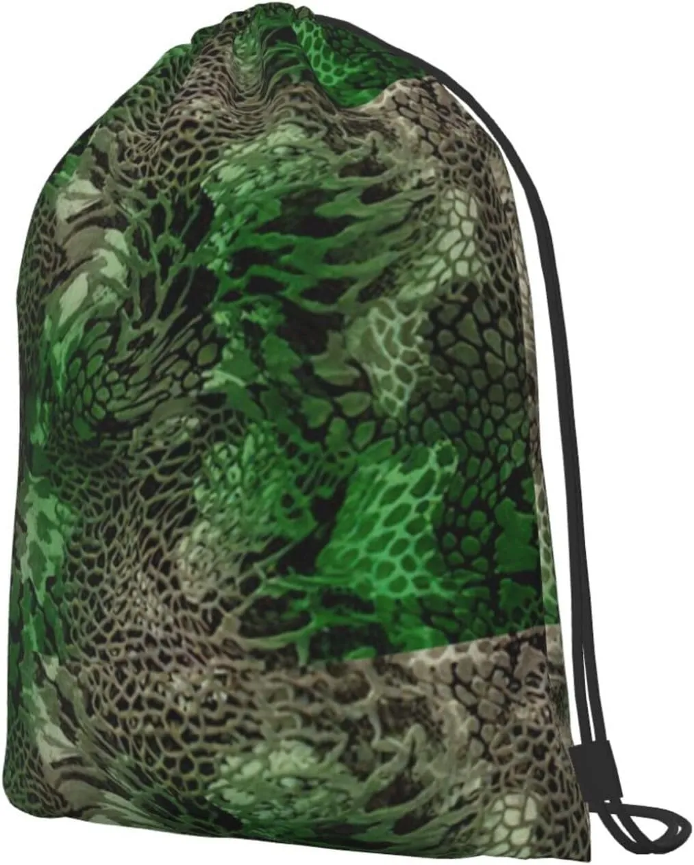 Green Snake Drawstring Cinch Backpack Polyester Sack Pack String Bag For Hiking Camping Adventure