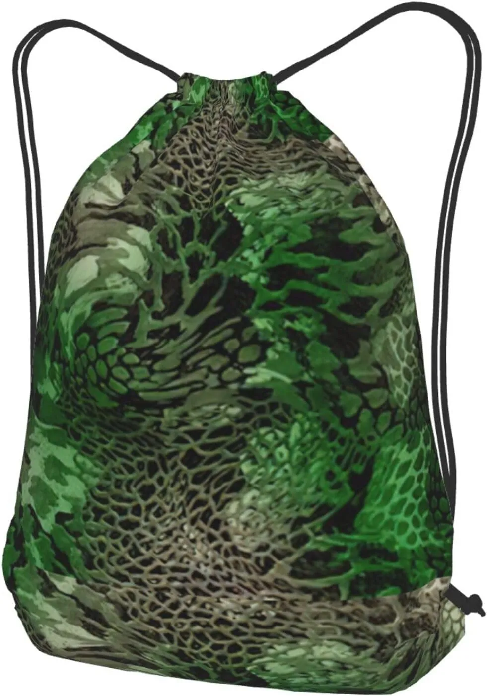 Green Snake Drawstring Cinch Backpack Polyester Sack Pack String Bag For Hiking Camping Adventure