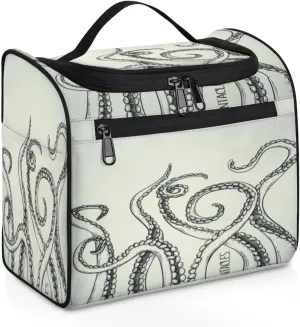 Grey Octopus Travel Toiletry Bag for Men Large Dopp Kit Hanging Toiletry Bags for Traveling Women Travel Cosmetic Makeup Organizer Shower Bathroom Bag
