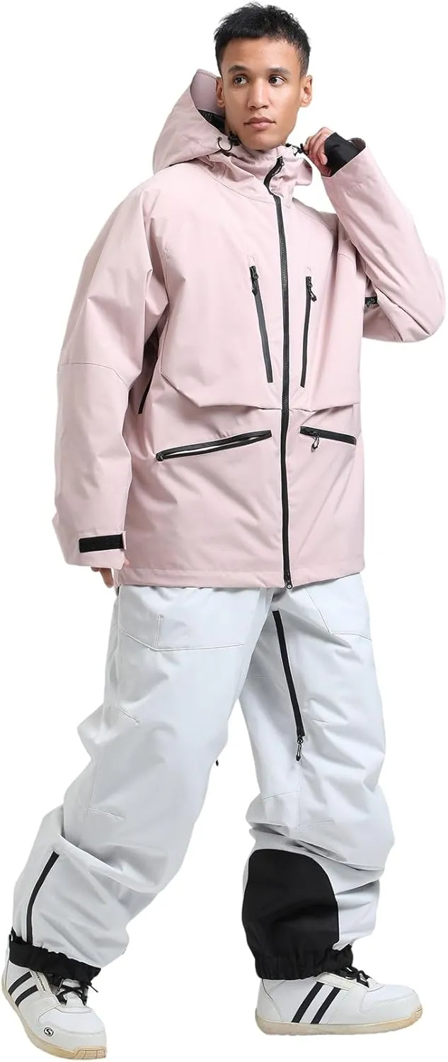 GSOU SNOW Mens Snowboard Jacket Womens Ski Coat Waterproof Insulated Snow Coat Winter Hooded Mountain Jackets