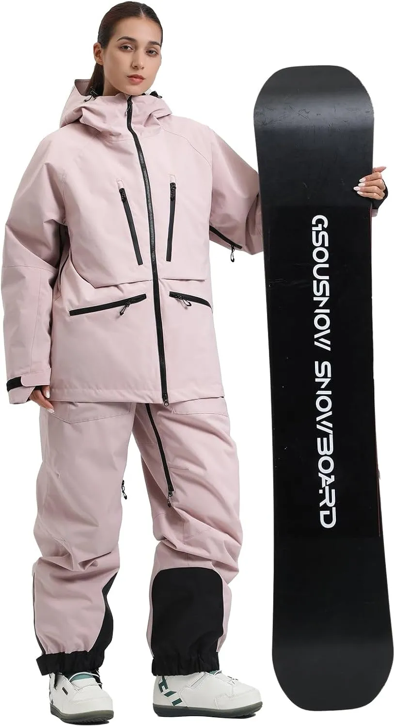 GSOU SNOW Mens Snowboard Jacket Womens Ski Coat Waterproof Insulated Snow Coat Winter Hooded Mountain Jackets