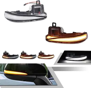 GTINTHEBOX Side Mirror Blinker Sequential Turn Signal Lights for 2016-2023 Toyota Tacoma,2019-2024 RAV4 XA50,2020-2024 Highlander XU70 Clear Lens Switchback White & Amber LED Lamp