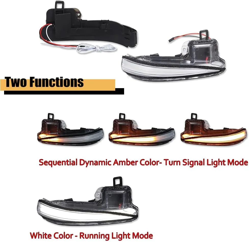 GTINTHEBOX Side Mirror Blinker Sequential Turn Signal Lights for 2016-2023 Toyota Tacoma,2019-2024 RAV4 XA50,2020-2024 Highlander XU70 Clear Lens Switchback White & Amber LED Lamp
