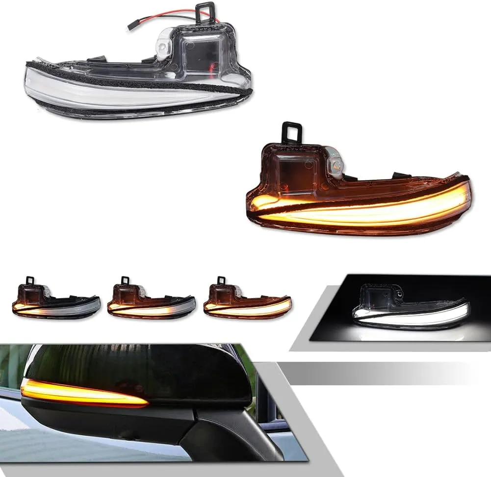 GTINTHEBOX Side Mirror Blinker Sequential Turn Signal Lights for 2016-2023 Toyota Tacoma,2019-2024 RAV4 XA50,2020-2024 Highlander XU70 Clear Lens Switchback White & Amber LED Lamp