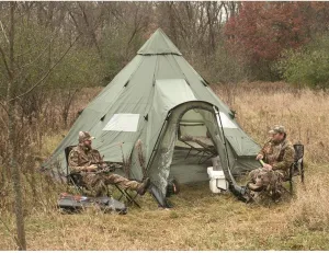 Guide Gear 18' x 18' Teepee Tent for Adults, Family Outdoor Camping, 8-Person, Instant Easy Set-Up Waterproof 4-Season Tents for Backpacking, Hiking