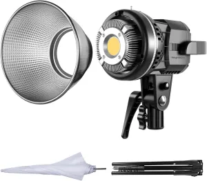 GVM 80W CRI97  5600K Dimmable LED Video Lights with Bowens Mount Kit Continuous Output Lighting Spotlight for YouTube Vlog Wedding Photography Shooting Light with Reflector