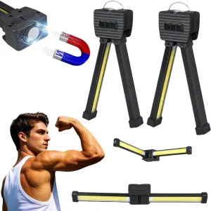 Gym Lamp for Posing,7th Gear Dimming & 180 Degree Folding Gym Lighting,USB Charging Posing Lamp,Portable Magnet Led Flashlight with Hanging Hook,Power Bank Camping Light. (2 Pieces)