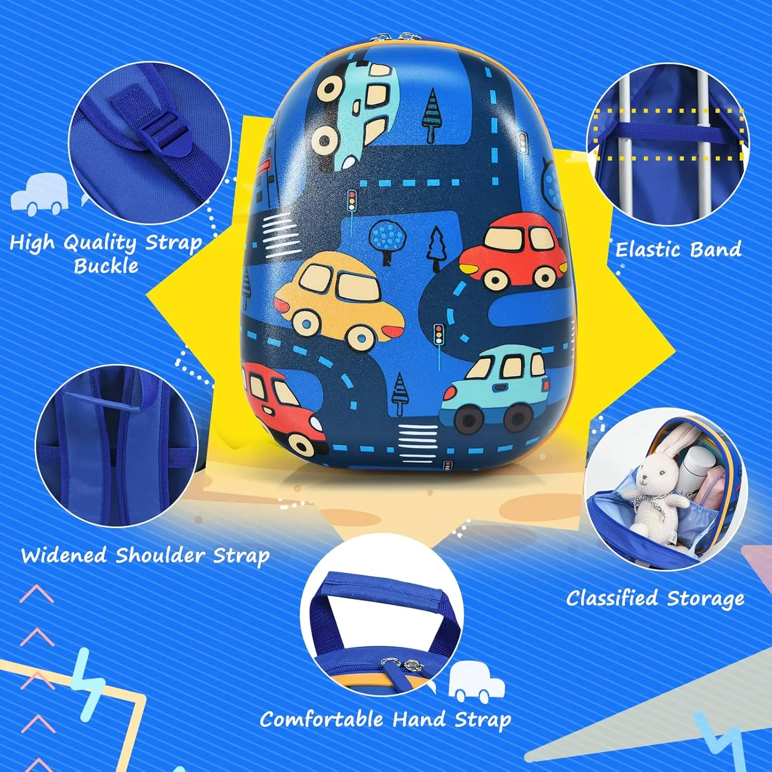 GYMAX 2Pc Kid Carry On Luggage Set, 12" & 18" Kids Suitcase with 4 Spinner Wheels, Travel Rolling Trolley
