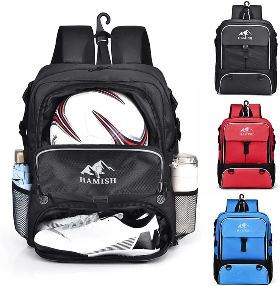 HAMISH Soccer Bag Soccer Backpack Bags for Basketball Volleyball Baseball Football with Ball Compartment and Separate Cleat