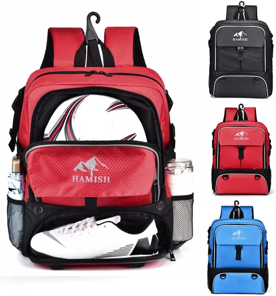 HAMISH Soccer Bag Soccer Backpack Bags for Basketball Volleyball Baseball Football with Ball Compartment and Separate Cleat