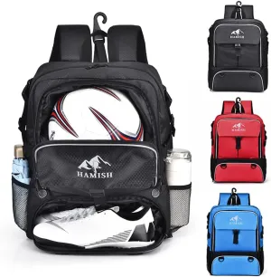 HAMISH Soccer Bag Soccer Backpack Bags for Basketball Volleyball Baseball Football with Ball Compartment and Separate Cleat