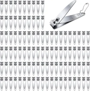 Haploon Nail Clippers Bulk 120 Pcs Nail Cutters Bulk Nail Clippers with Chain Stainless Steel, Nail Clipper Cutter Set for Men Women with Keychain