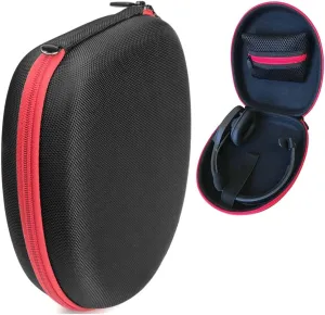 Headset Case for VXi BlueParrott B450-XT, B450-XT -204010-C, B350-XT, B250-XTS, C400-XT, Mesh pocket for cable, amplifier and other accessories, detachable wrist strap for easy carry, Black   red zip