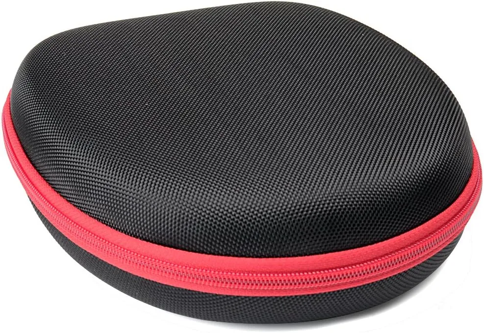 Headset Case for VXi BlueParrott B450-XT, B450-XT -204010-C, B350-XT, B250-XTS, C400-XT, Mesh pocket for cable, amplifier and other accessories, detachable wrist strap for easy carry, Black   red zip