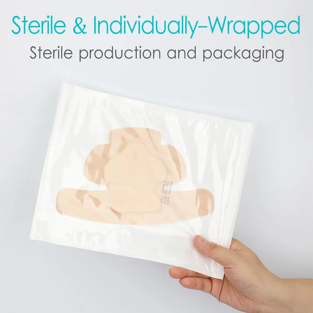 Heel Silicone Foam Dressing Heel Ulcer Protector for Pressure Sores Wound Care Waterproof Bandages with Gentle Silicone Adhesive Border 5"x 8" (Pack of 4)