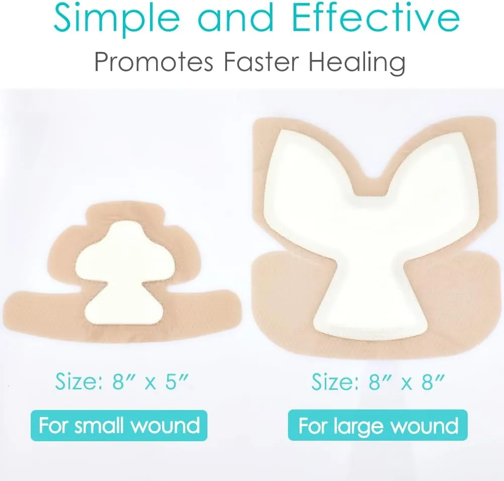 Heel Silicone Foam Dressing Heel Ulcer Protector for Pressure Sores Wound Care Waterproof Bandages with Gentle Silicone Adhesive Border 5"x 8" (Pack of 4)