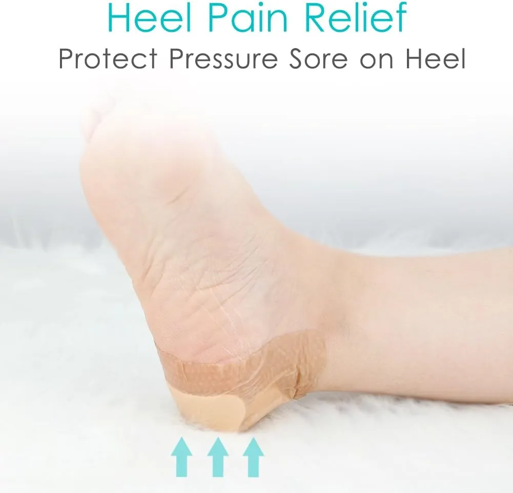 Heel Silicone Foam Dressing Heel Ulcer Protector for Pressure Sores Wound Care Waterproof Bandages with Gentle Silicone Adhesive Border 5"x 8" (Pack of 4)