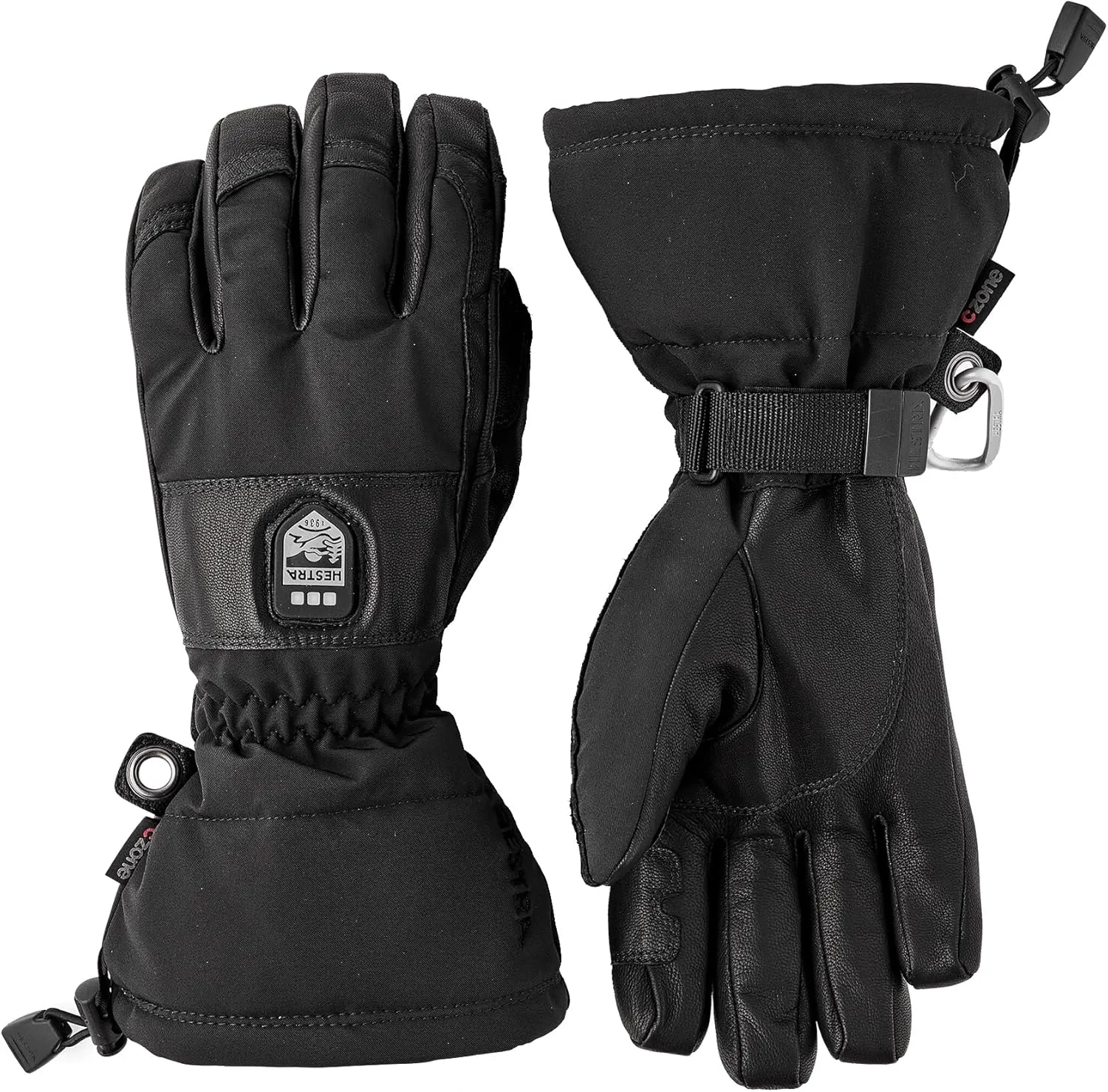 Hestra Unisex Heater Gauntlet 5-Finger Gloves, Waterproof, Leather Electric Warming Alpine Ski Gloves for Men & Women
