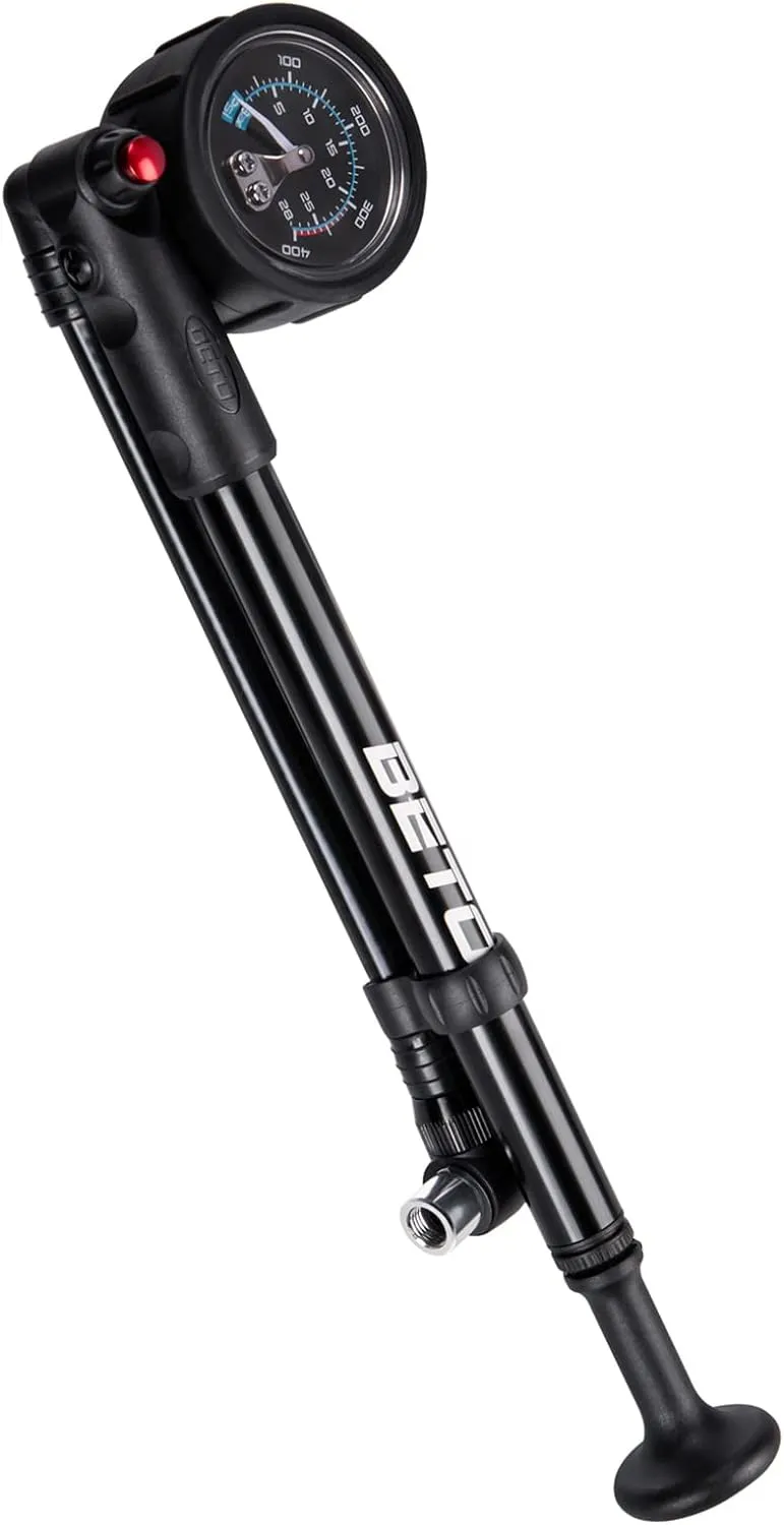 High Pressure Shock Pump - (400 PSI Max) MTB Bike Shock Pump for Fork & Rear Suspension with No-Loss Schrader Valve