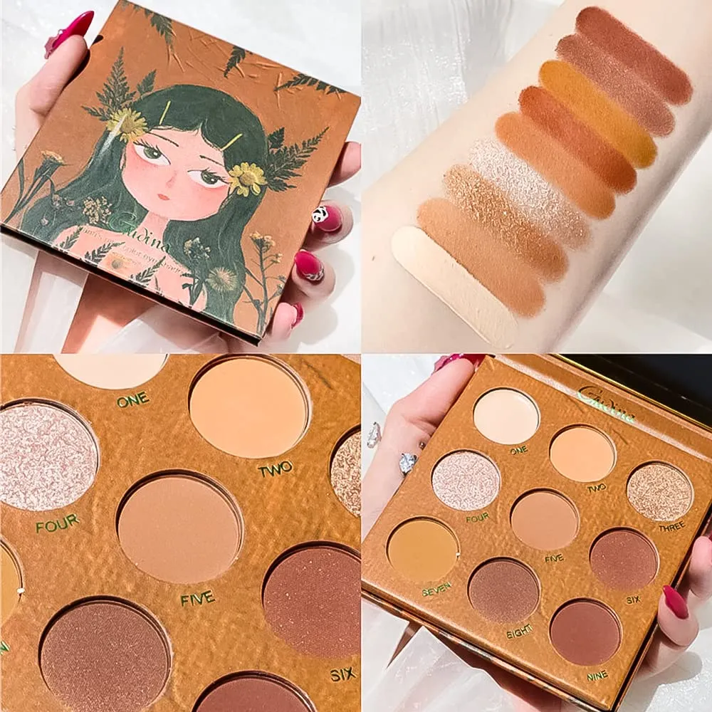 Highly Pigmented Eyeshadow Palette , 9 Colors Matte Shimmer Glitter Metallic Eyeshadow Palette Water proof Blendable Long Lasting Natural Colors Make Up Eyeshadow Cosmetics Gift Kit-Great for Travel (#01)
