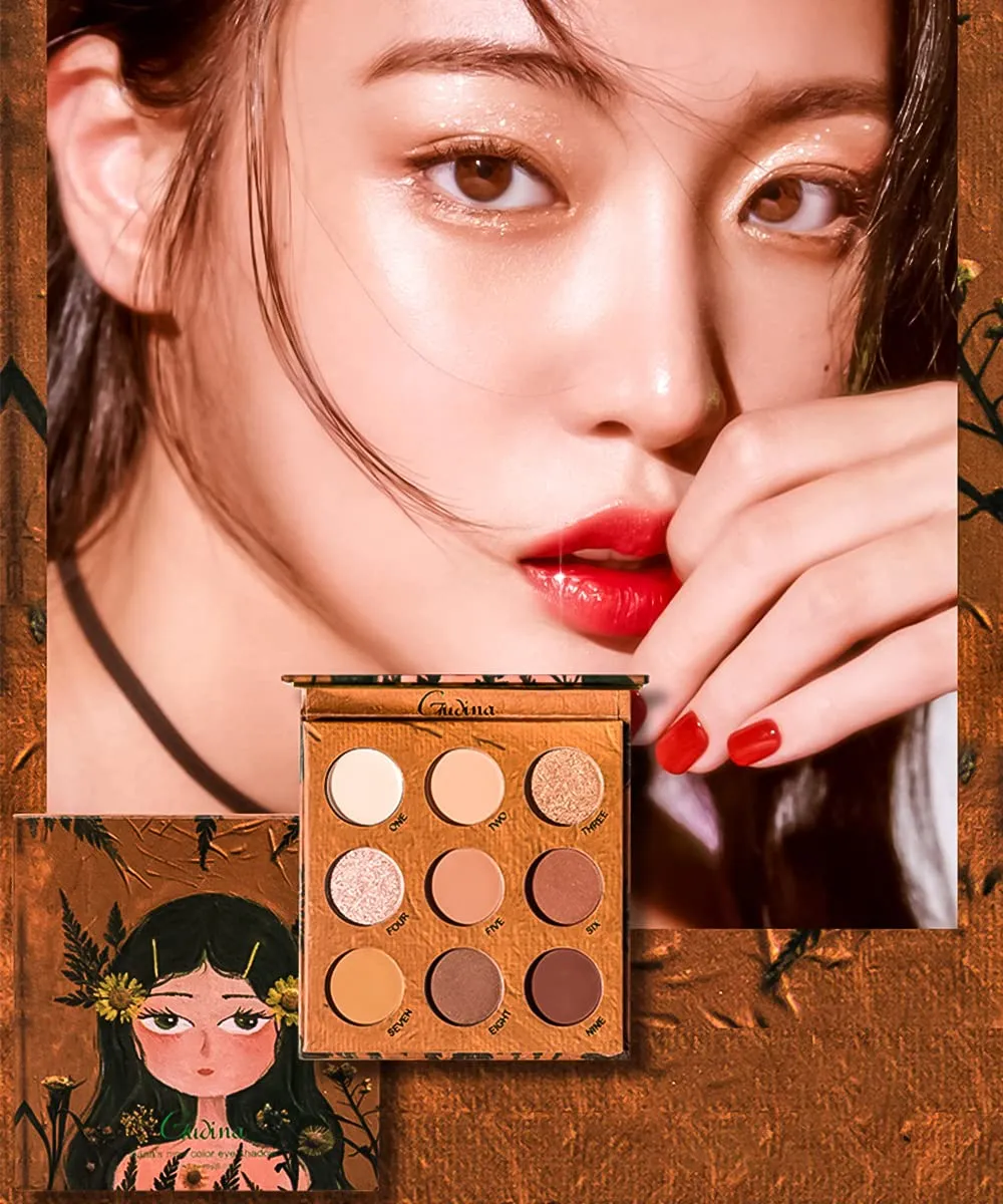 Highly Pigmented Eyeshadow Palette , 9 Colors Matte Shimmer Glitter Metallic Eyeshadow Palette Water proof Blendable Long Lasting Natural Colors Make Up Eyeshadow Cosmetics Gift Kit-Great for Travel (#01)