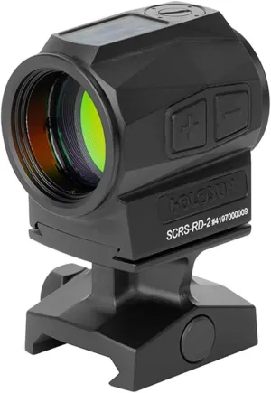 HOLOSUN SCRS 2 MOA Dot Ultra Compact Solar Charging Rifle Sight - Shake Awake Solar Failsafe Durable Waterproof Aluminum Sight for Long Guns with Auto Adjusting & Manual Brightness Control