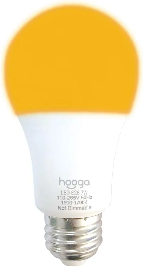 hooga Sleep Light Bulb, Blue Light Blocking Amber Night Light. 1600K Sleep Aid Emits Only 0.06% Blue Light for Healthy Sleep. Baby Nursery Light. 7W LED, 45W Replacement 4-Pack